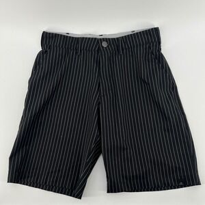 Adidas Boys Golf Shorts Black Grey Zigzag Pinstripe Performance Size Medium M